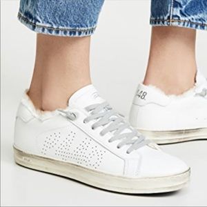 P448 faux fur sneakers.  EUC